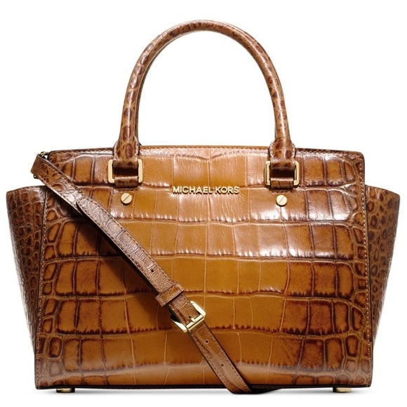 Michael Kors Selma Satchel- Brown Croc - Picture 3 of 6